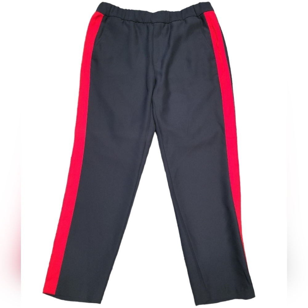 BANANA REPUBLIC black dress pants with sporty stripe S